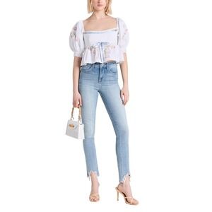 L'Agence Bowen Jeans Size 27 Frayed Hem‎ Skinny Mid Rise Fading Whiskering Light